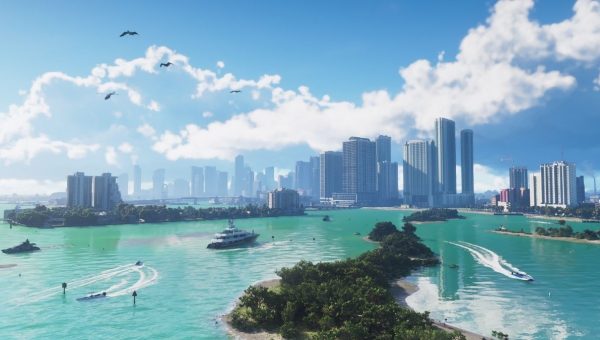 GTA 6 bölgelerinden Vice City Şehir ve Körfez Manzarası
